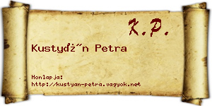 Kustyán Petra névjegykártya